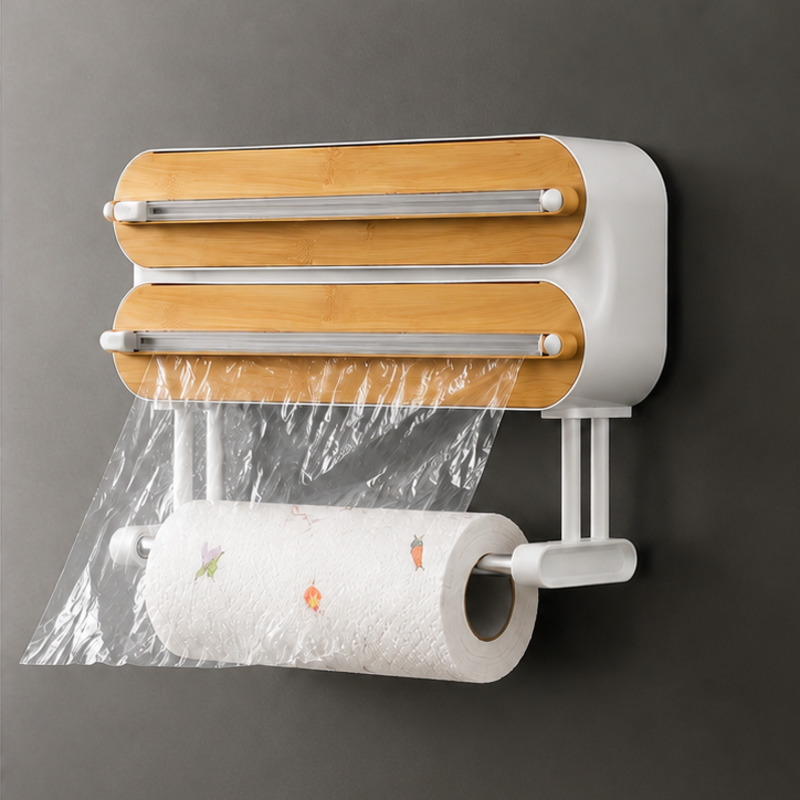 Food Storage Dispenser - Dispenser Pembungkus Makanan Magnetik, Pemotong Plastik