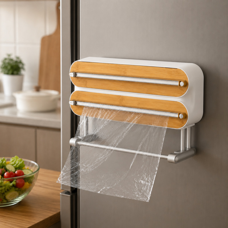 Food Storage Dispenser - Pemotong dan Dispenser Pembungkus Makanan Magnetik,