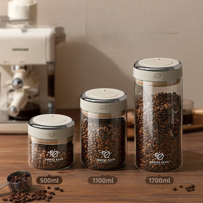 Food Storage Vacuum Containers - 500/1100/1700ml Wadah Vakum Biji Kopi dengan