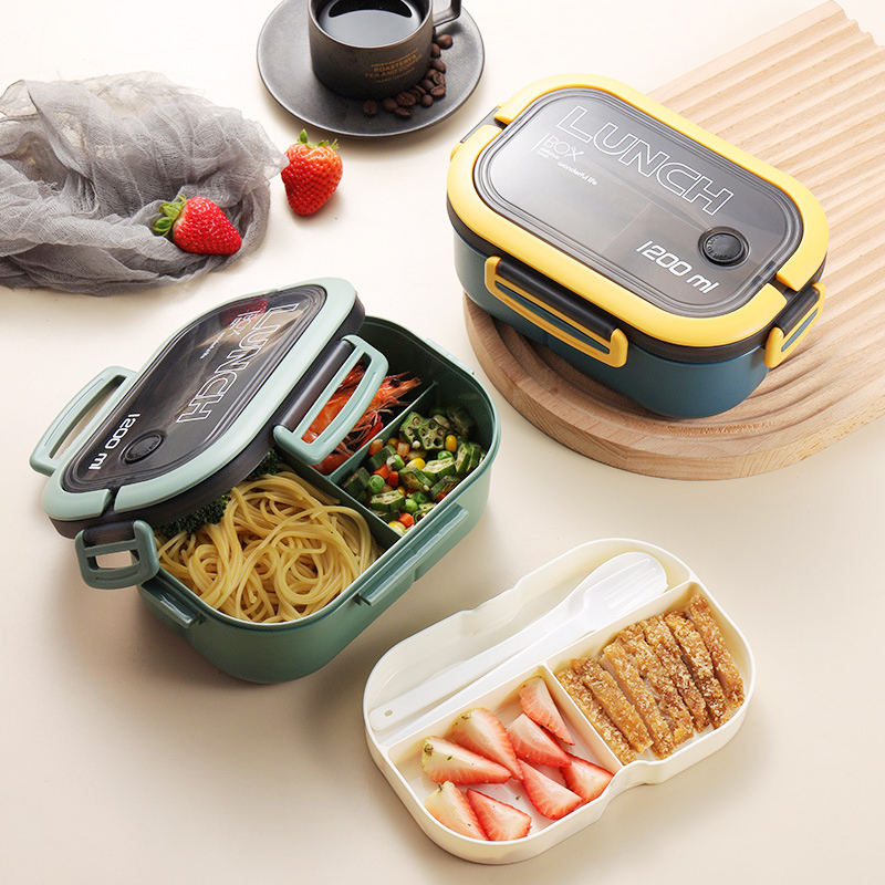 Food Storage Drawer Organizer - Kotak makan siang lapisan ganda portabel,