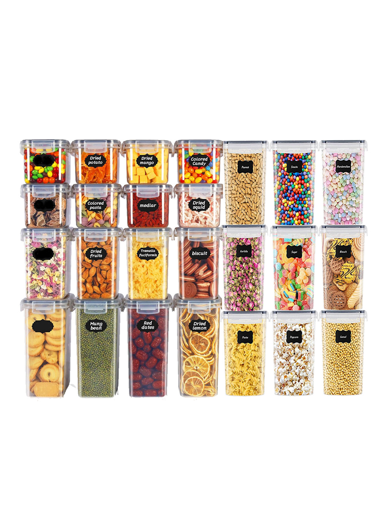 Food Storage Labels - 48pcs, Wadah Penyimpanan Makanan Tertutup dengan