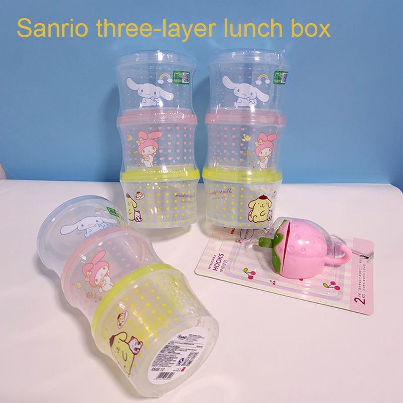 Food Storage Drawer Organizer - Set Kotak Bento Kitty 3 Buah