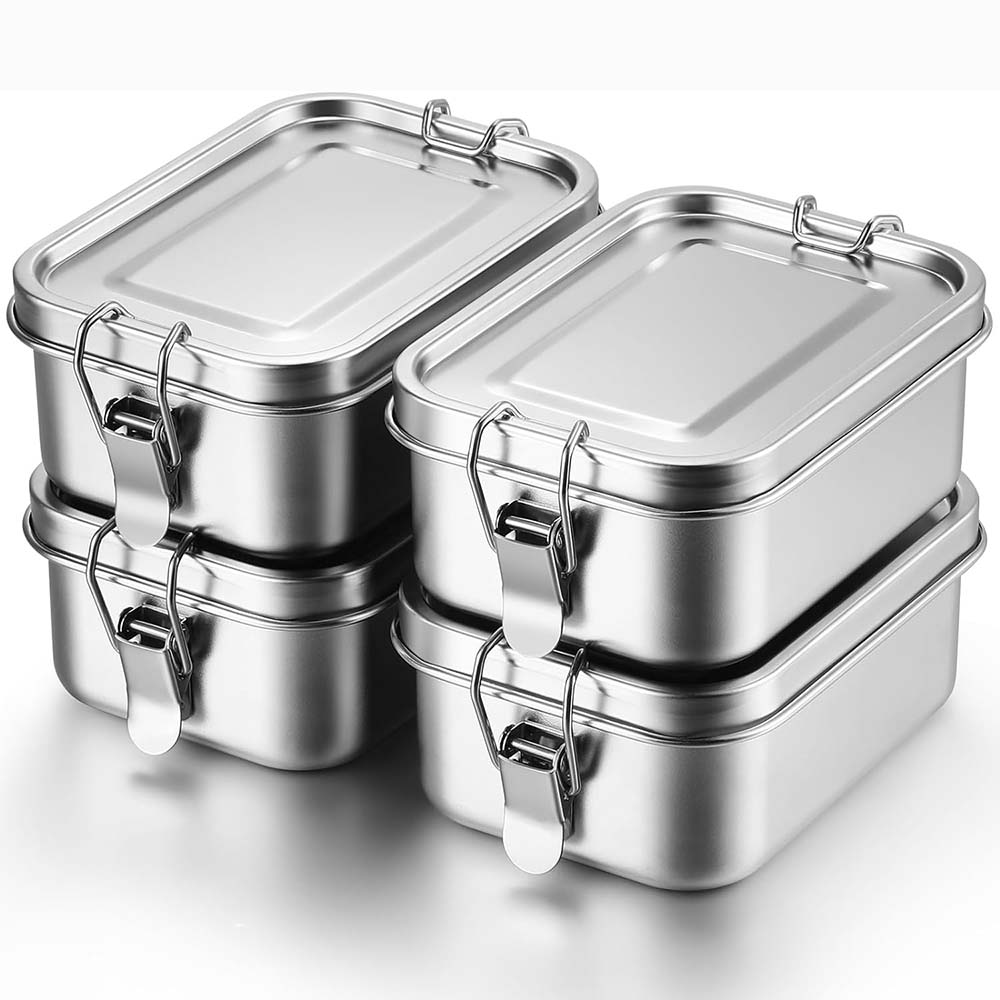 4 buah kotak Bento baja tahan  - Food Storage Metal Box ulasan dan harga